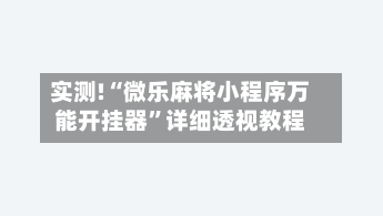 实测!“微乐麻将小程序万能开挂器	”详细透视教程-第1张图片