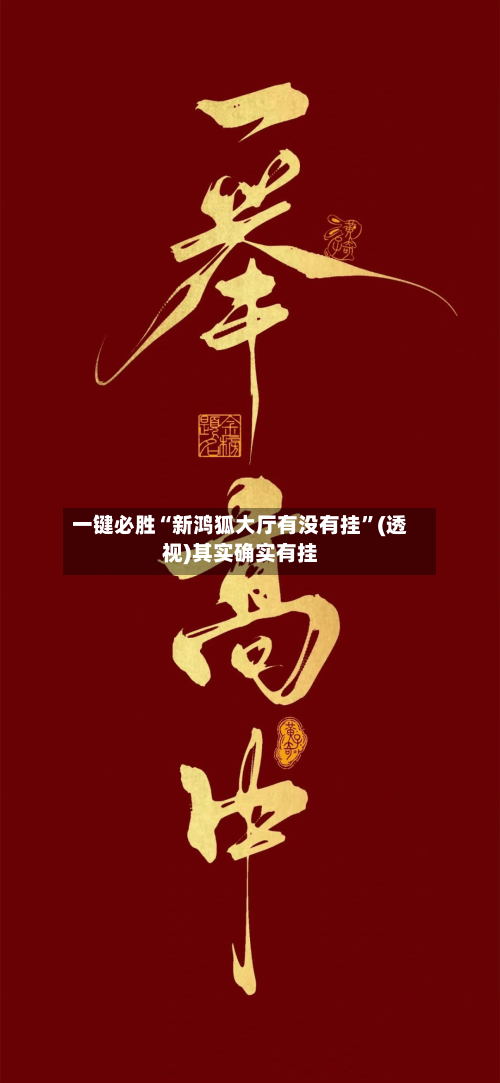 一键必胜“新鸿狐大厅有没有挂”(透视)其实确实有挂-第1张图片
