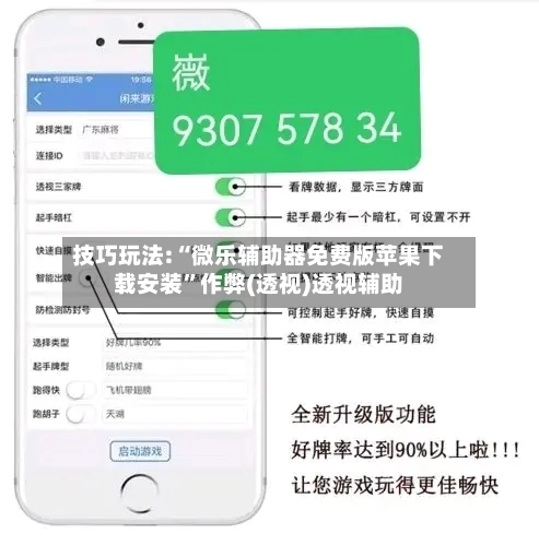 技巧玩法:“微乐辅助器免费版苹果下载安装”作弊(透视)透视辅助-第1张图片