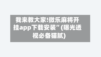 我来教大家!微乐麻将开挂app下载安装”(曝光透视必备猫腻)-第1张图片