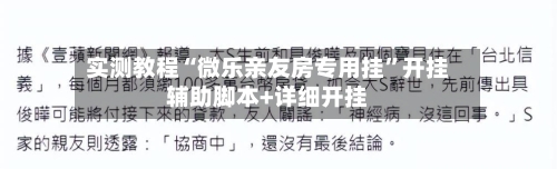 实测教程“微乐亲友房专用挂	”开挂辅助脚本+详细开挂-第1张图片