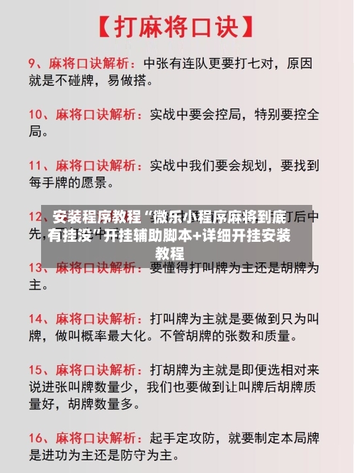 安装程序教程“微乐小程序麻将到底有挂没	”开挂辅助脚本+详细开挂安装教程-第1张图片