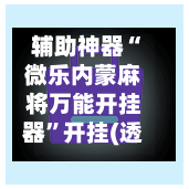 辅助神器“微乐内蒙麻将万能开挂器”开挂(透视)辅助教程-第1张图片